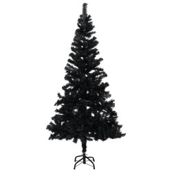 vidaXL Árbol de Navidad preiluminado con luces y bolas negro 150 cm