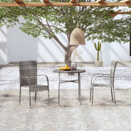 vidaXL Juego de comedor para jardín 3 piezas ratán sintético gris
