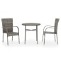 vidaXL Juego de comedor para jardín 3 piezas ratán sintético gris