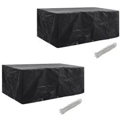 vidaXL Funda de muebles de jardín 2 uds set ratán 8 personas 10 ojales