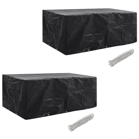 vidaXL Funda de muebles de jardín 2 uds set ratán 8 personas 10 ojales