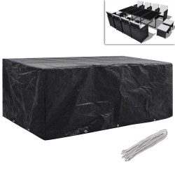 vidaXL Funda de muebles de jardín 2 uds set ratán 8 personas 10 ojales
