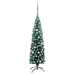 vidaXL Árbol de Navidad preiluminado con luces y bolas verde 150 cm