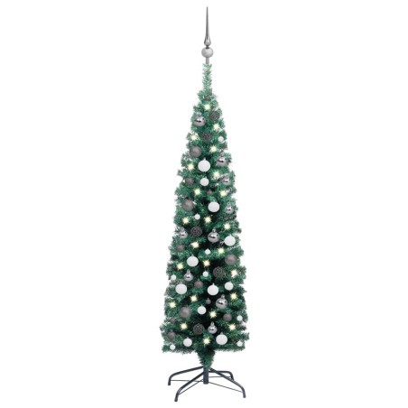 vidaXL Árbol de Navidad preiluminado con luces y bolas verde 150 cm