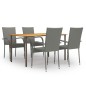 vidaXL Set de muebles de comedor de jardín 5 piezas de ratán gris