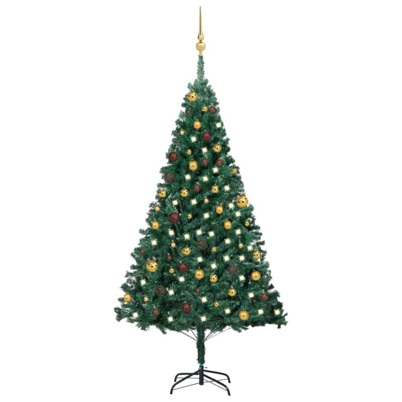 vidaXL Árbol de Navidad preiluminado con luces y bolas verde 180 cm vidaXL Árbol de Navidad preiluminado con luces y bolas verde 180 cm