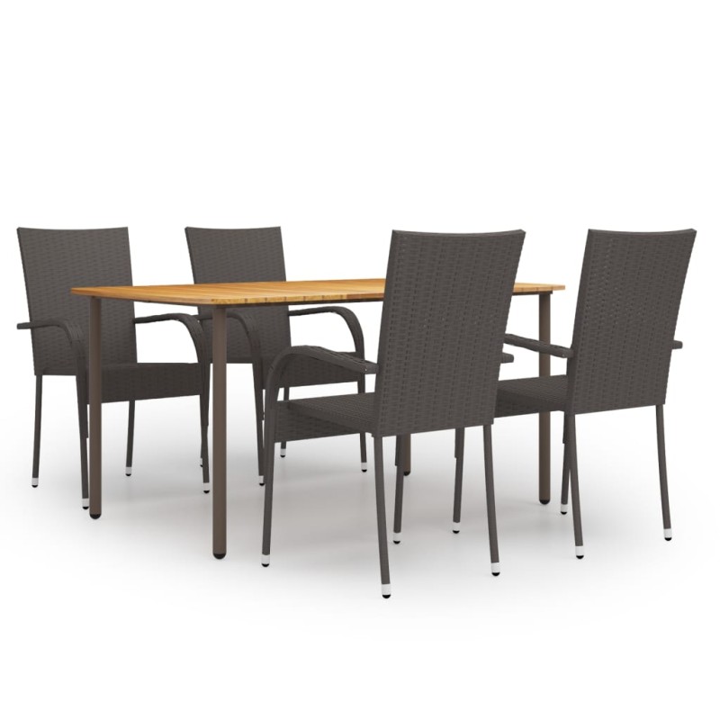 vidaXL Set de muebles de comedor de jardín 5 piezas de ratán marrón vidaXL Set de muebles de comedor de jardín 5 piezas de ratán marrón
