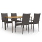 vidaXL Set de muebles de comedor de jardín 5 piezas de ratán marrón vidaXL Set de muebles de comedor de jardín 5 piezas de ratán marrón