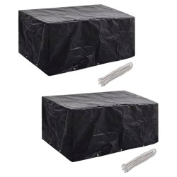 vidaXL Funda de muebles de jardín 2 uds set ratán 6 personas 10 ojales