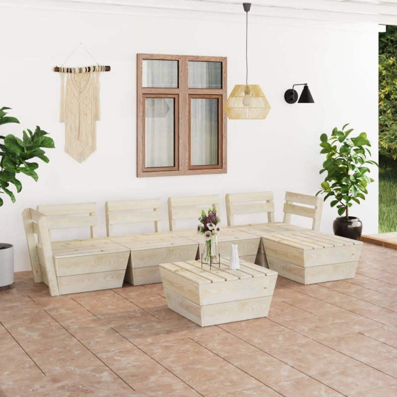 vidaXL Muebles de palets para jardín 6 pzas madera de abeto impregnada vidaXL Muebles de palets para jardín 6 pzas madera de abeto impregnada