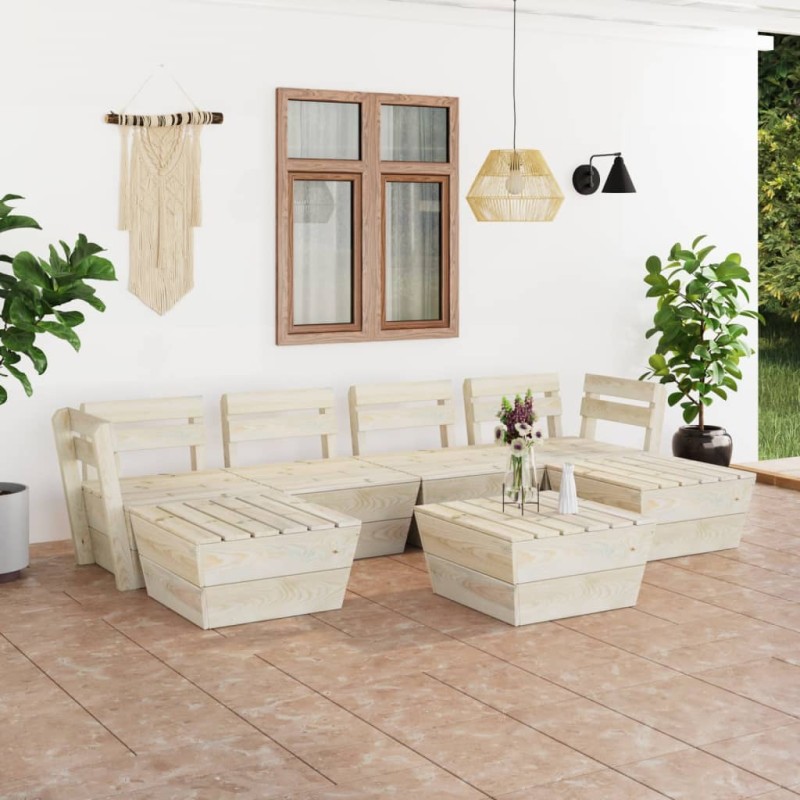 vidaXL Muebles de palets para jardín 7 pzas madera de abeto impregnada vidaXL Muebles de palets para jardín 7 pzas madera de abeto impregnada