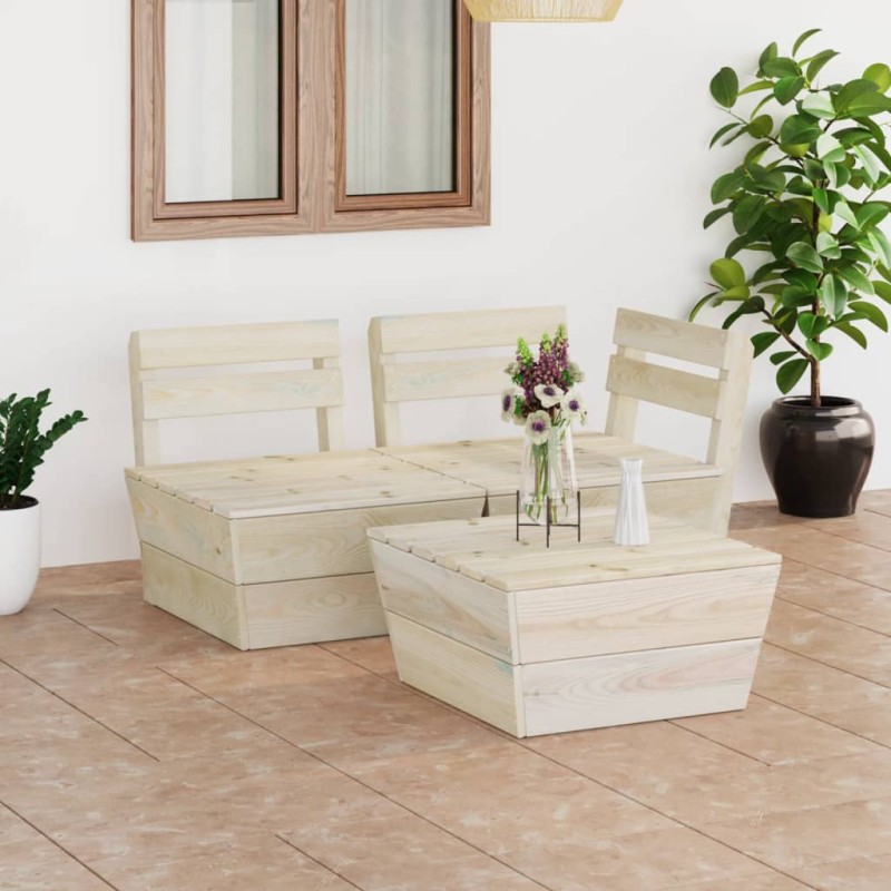 vidaXL Muebles de palets para jardín 3 pzas madera de abeto impregnada vidaXL Muebles de palets para jardín 3 pzas madera de abeto impregnada
