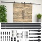 vidaXL Guías con carril para puerta corredera 2 uds 183 cm acero negro vidaXL Guías con carril para puerta corredera 2 uds 183 cm acero negro
