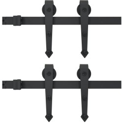 vidaXL Guías con carril para puerta corredera 2 uds 183 cm acero negro