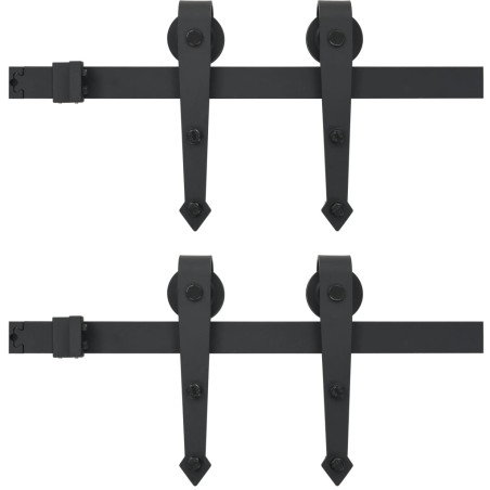 vidaXL Guías con carril para puerta corredera 2 uds 183 cm acero negro