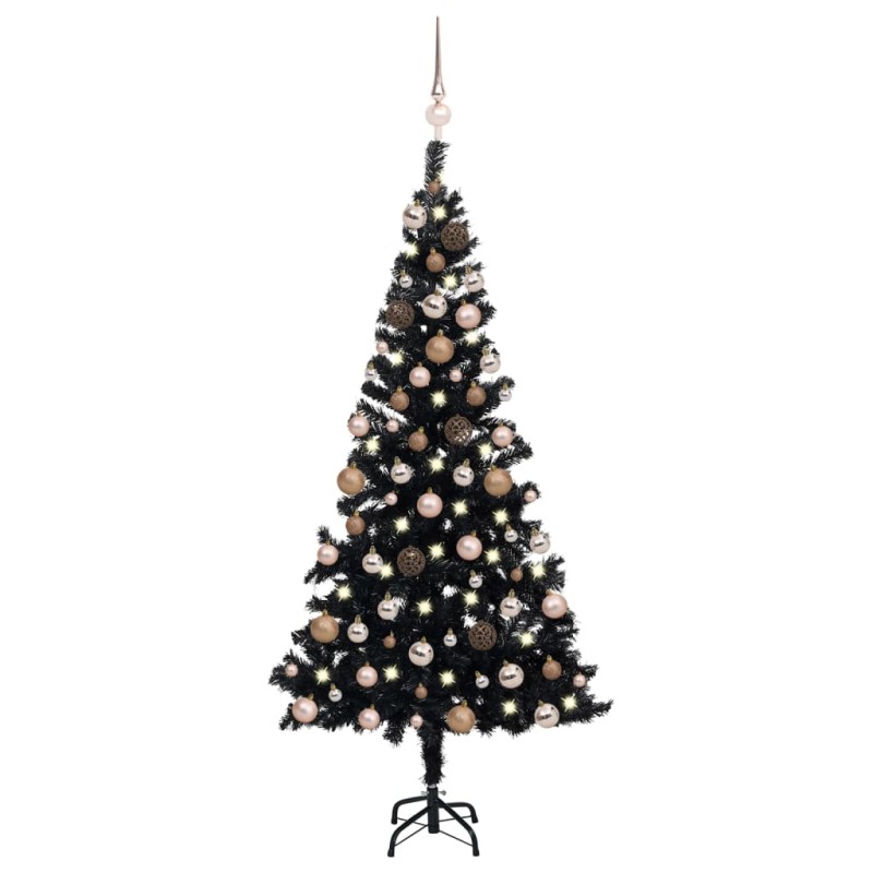 vidaXL Árbol de Navidad preiluminado con luces y bolas negro 120 cm vidaXL Árbol de Navidad preiluminado con luces y bolas negro 120 cm
