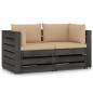 vidaXL Sofá de palets 2 plazas cojines gris madera de pino impregnada vidaXL Sofá de palets 2 plazas cojines gris madera de pino impregnada