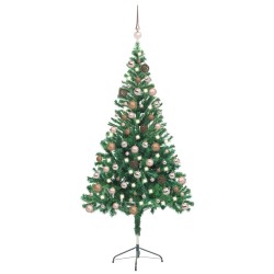 vidaXL Árbol de Navidad artificial con luces y bolas 380 ramas 150 cm