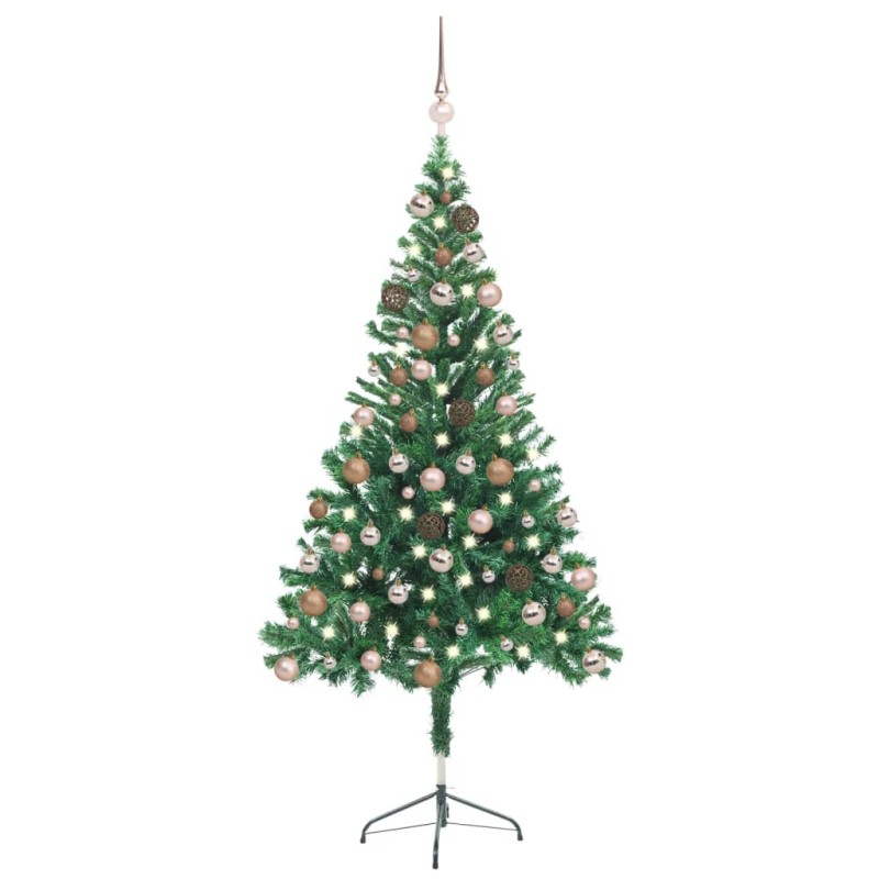 vidaXL Árbol de Navidad artificial con luces y bolas 380 ramas 150 cm vidaXL Árbol de Navidad artificial con luces y bolas 380 ramas 150 cm