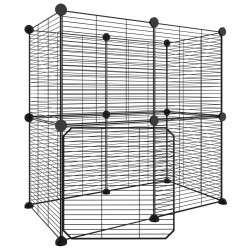 vidaXL Jaula para mascotas de 12 paneles puerta acero negro 35x35cm