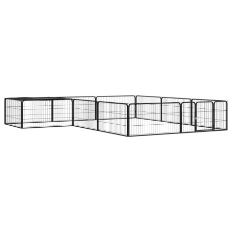vidaXL Jaula perros 12 paneles acero recubierto polvo negro 100x50 cm