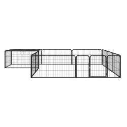 vidaXL Jaula perros 12 paneles acero recubierto polvo negro 100x50 cm