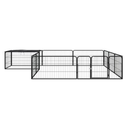 vidaXL Jaula perros 12 paneles acero recubierto polvo negro 100x50 cm