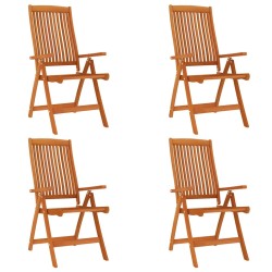 vidaXL Sillas de jardín plegables 4 uds madera maciza de eucalipto
