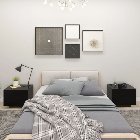 vidaXL Mesita de noche madera de ingeniería negro 100x35x40 cm