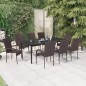 vidaXL Juego de comedor para jardín 9 piezas marrón y negro vidaXL Juego de comedor para jardín 9 piezas marrón y negro