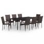 vidaXL Juego de comedor para jardín 9 piezas marrón y negro vidaXL Juego de comedor para jardín 9 piezas marrón y negro