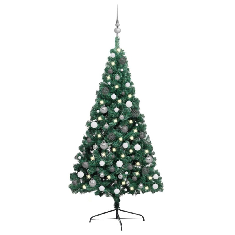 vidaXL Medio árbol de Navidad con luces y bolas verde 240 cm vidaXL Medio árbol de Navidad con luces y bolas verde 240 cm
