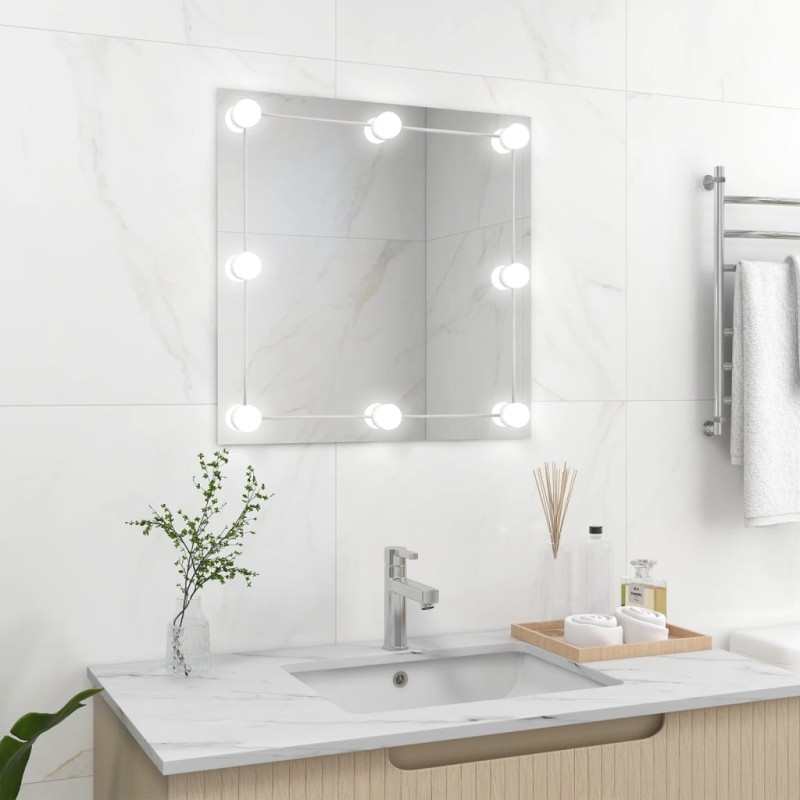 vidaXL Espejo de pared con luces LED cuadrado de vidrio vidaXL Espejo de pared con luces LED cuadrado de vidrio