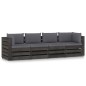 vidaXL Sofá de palets 4 plazas cojines gris madera de pino impregnada vidaXL Sofá de palets 4 plazas cojines gris madera de pino impregnada