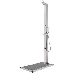 vidaXL Ducha de jardín con base gris 225 cm acero inoxidable