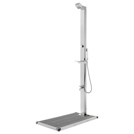 vidaXL Ducha de jardín con base gris 225 cm acero inoxidable