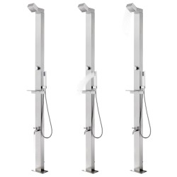 vidaXL Ducha de jardín con base gris 225 cm acero inoxidable
