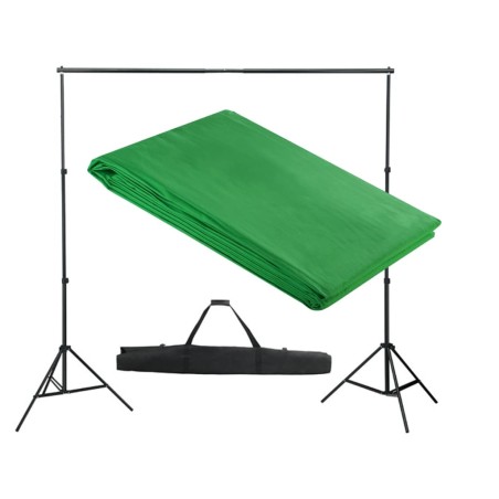 vidaXL Sistema de soporte de telón fondo 300x300 cm verde
