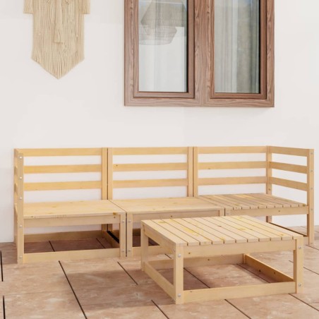 vidaXL Juego de salón de jardín 4 piezas madera maciza de pino