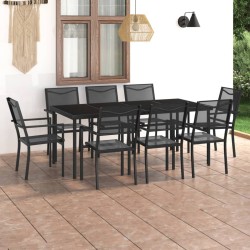 vidaXL Juego de comedor de jardín 9 piezas acero