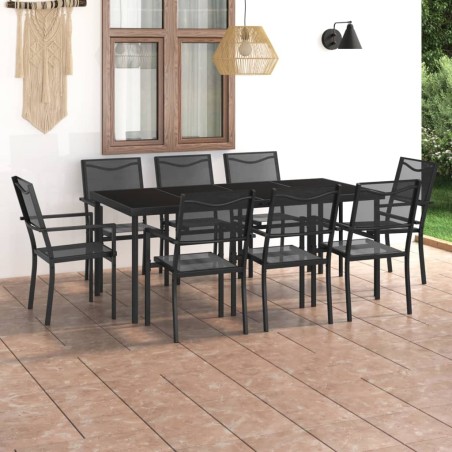vidaXL Juego de comedor de jardín 9 piezas acero