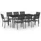 vidaXL Juego de comedor de jardín 9 piezas acero vidaXL Juego de comedor de jardín 9 piezas acero
