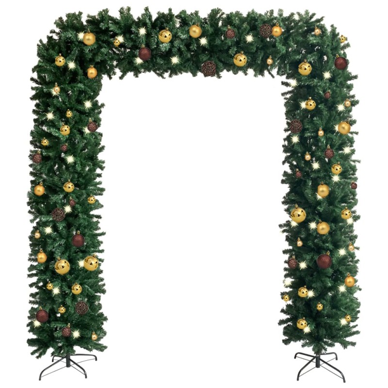 vidaXL Arco árbol de Navidad con LEDs y bolas verde 240 cm vidaXL Arco árbol de Navidad con LEDs y bolas verde 240 cm