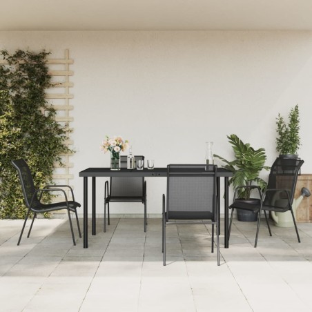 vidaXL Juego de comedor para jardín 5 piezas acero y textilene negro