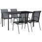 vidaXL Juego de comedor para jardín 5 piezas acero y textilene negro vidaXL Juego de comedor para jardín 5 piezas acero y textilene negro