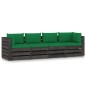 vidaXL Sofá de palets 4 plazas cojines gris madera de pino impregnada vidaXL Sofá de palets 4 plazas cojines gris madera de pino impregnada
