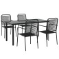 vidaXL Juego de comedor jardín 5 pzas acero y cuerda de algodón negro vidaXL Juego de comedor jardín 5 pzas acero y cuerda de algodón negro