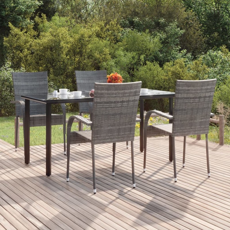 vidaXL Juego de comedor para jardín 5 piezas ratán sintético gris vidaXL Juego de comedor para jardín 5 piezas ratán sintético gris