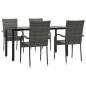 vidaXL Juego de comedor para jardín 5 piezas ratán sintético gris vidaXL Juego de comedor para jardín 5 piezas ratán sintético gris