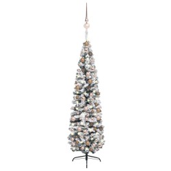 vidaXL Árbol de Navidad preiluminado con luces y bolas verde 240 cm